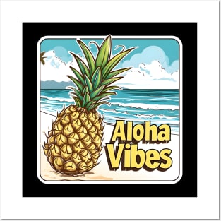 Tropical Beachside Bliss with 'Aloha Vibes' Posters and Art